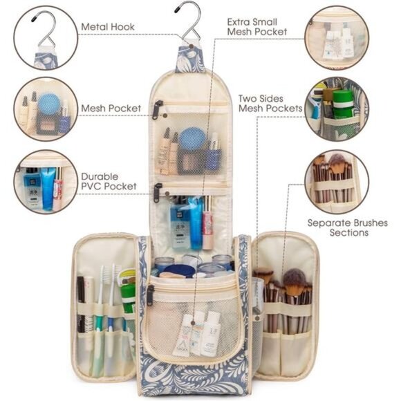 Hanging Travel Toiletry Bag Cosmetic Make up Organizer for Women and Men - Picture 2 of 6